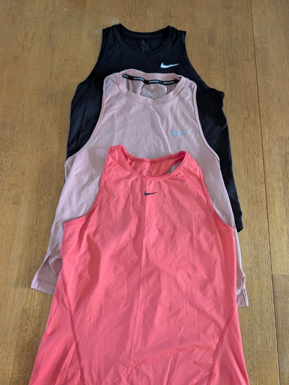 Nike Dri-FIT Athletic Tank Top Bundle Set of 3, Black/Pink/Coral, Size Small